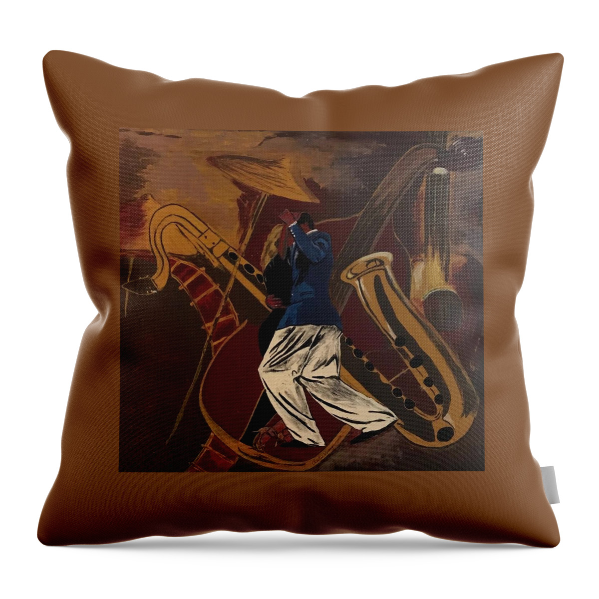  Throw Pillow featuring the painting Jazzin Man by Charles Young