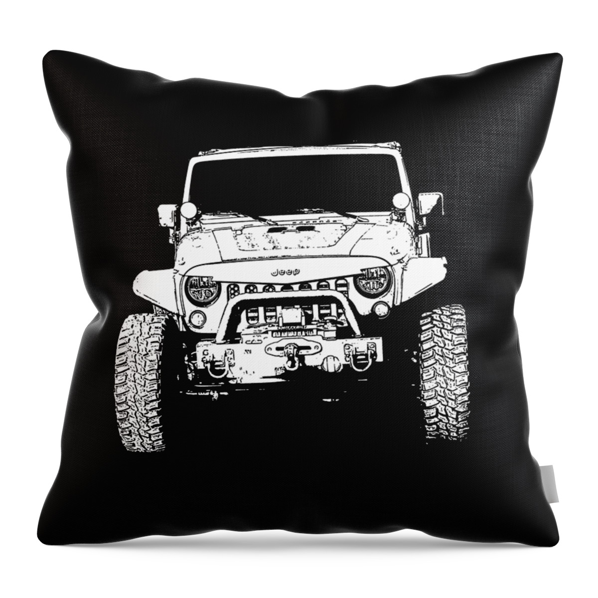 Jeep Throw Pillow featuring the photograph Jeep Stamp White by Stamp City