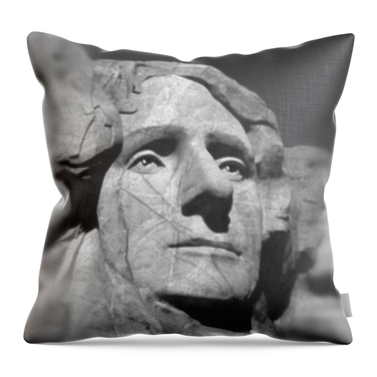  Throw Pillow featuring the photograph Jefferson on Mt Rushmore by Mike McGlothlen