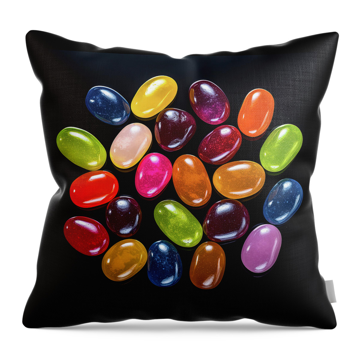 Jelly Beans Throw Pillow featuring the digital art Jelly Beans on Black by Mark Tisdale
