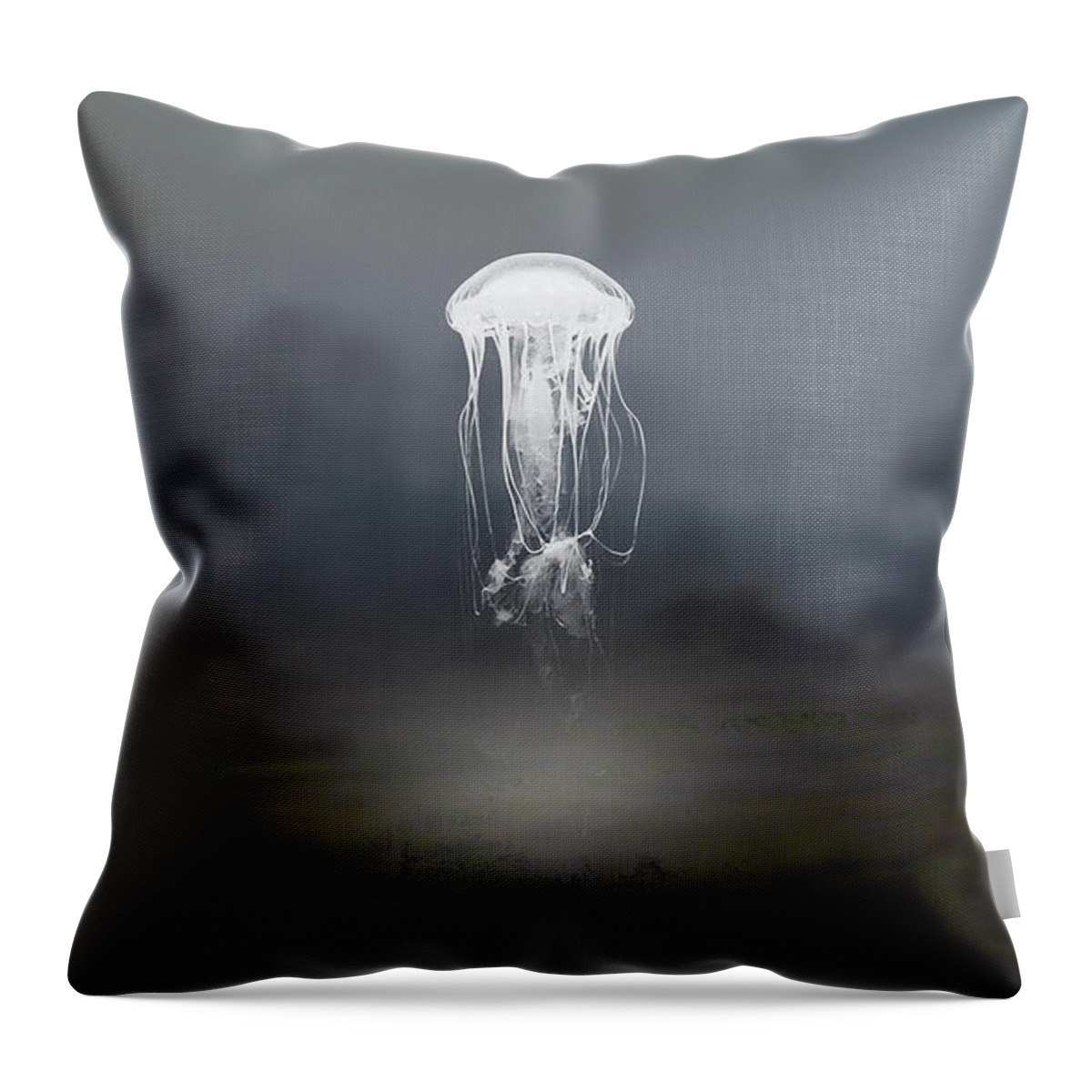 Jellyfish Throw Pillow featuring the mixed media Jellyfish Dream by Marvin Blaine