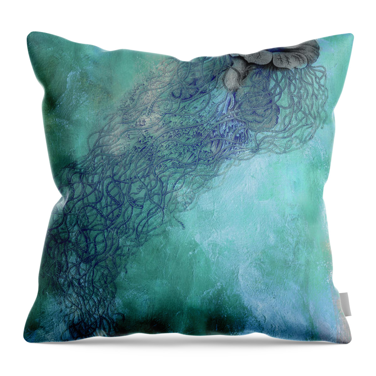 Jellyfish Throw Pillow featuring the painting Jellyfish by Mindy Sommers