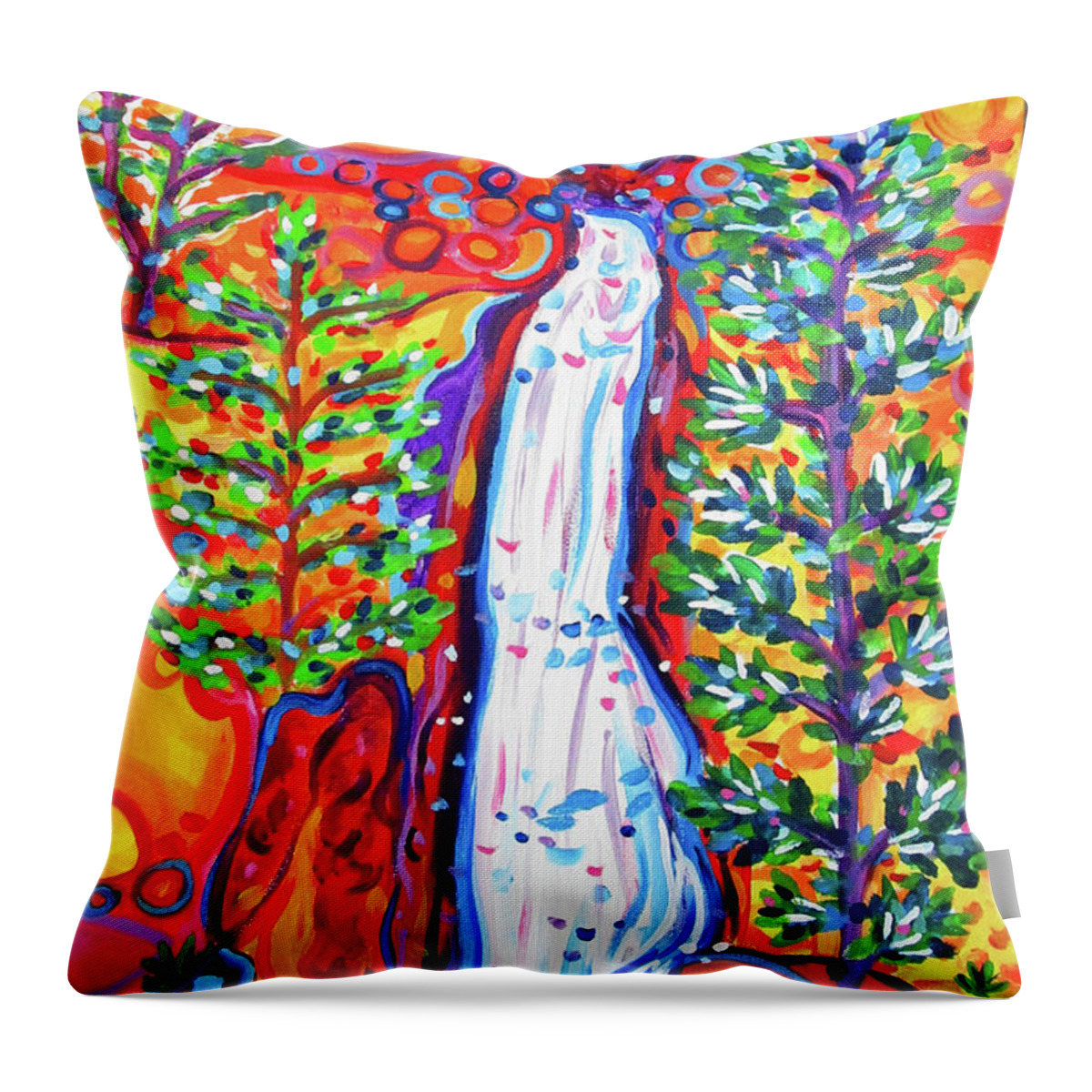 Rachel Houseman Throw Pillow featuring the painting Jemez Falls by Rachel Houseman