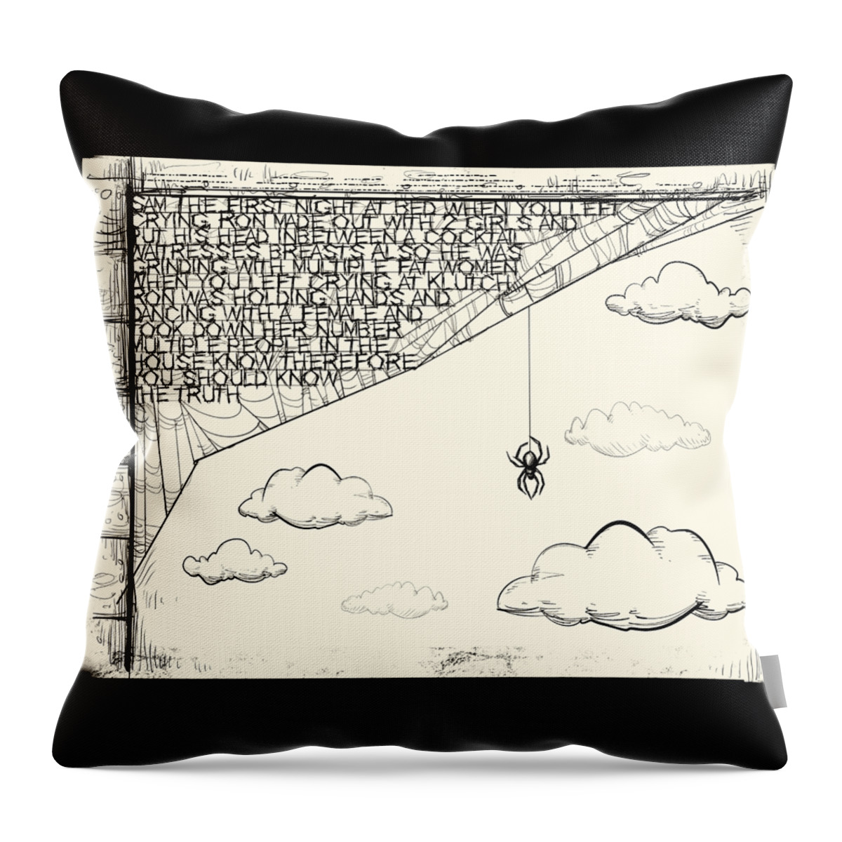Shore Throw Pillow featuring the drawing Jersey Spider by Ludwig Van Bacon