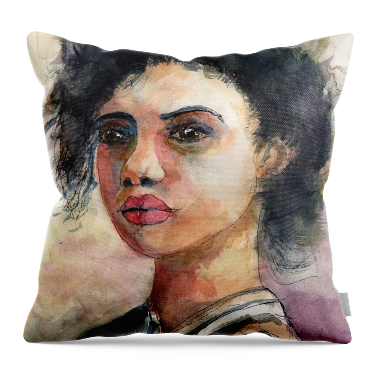 Girl Throw Pillow featuring the painting Little Jessica Growing up by Randy Sprout
