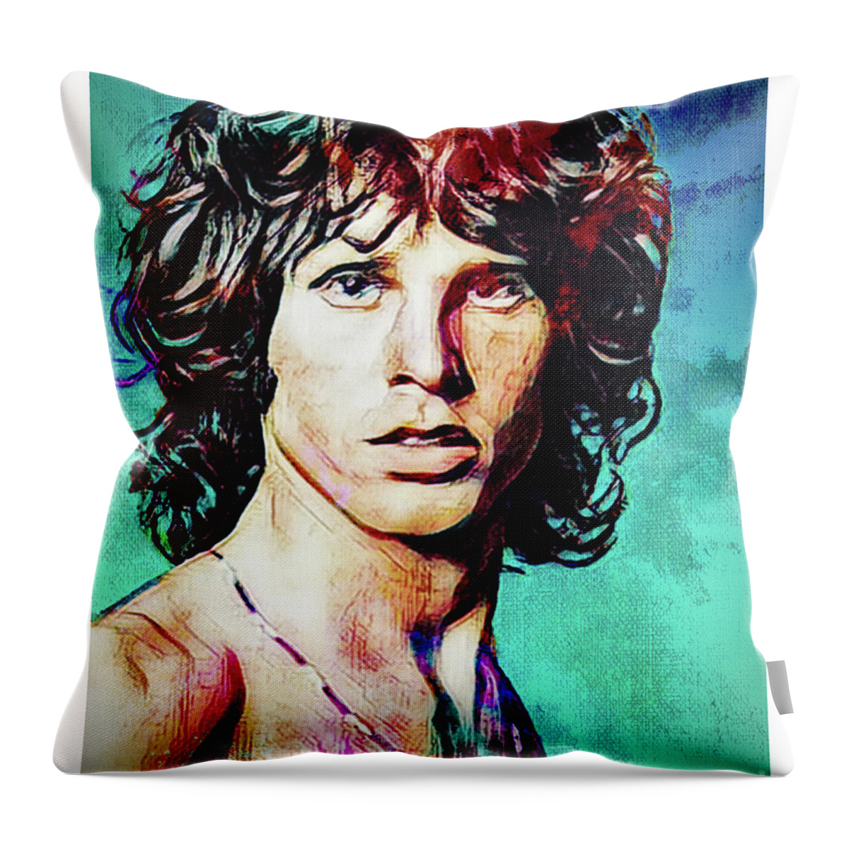 Rock Star Art Print Throw Pillow featuring the digital art Jim The Rock Star Psychedelia by Franchi Torres
