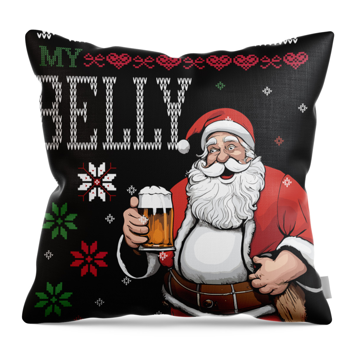 Santa Claus Throw Pillow featuring the digital art Jingle Santa Claus Belly Beer by Long Shot
