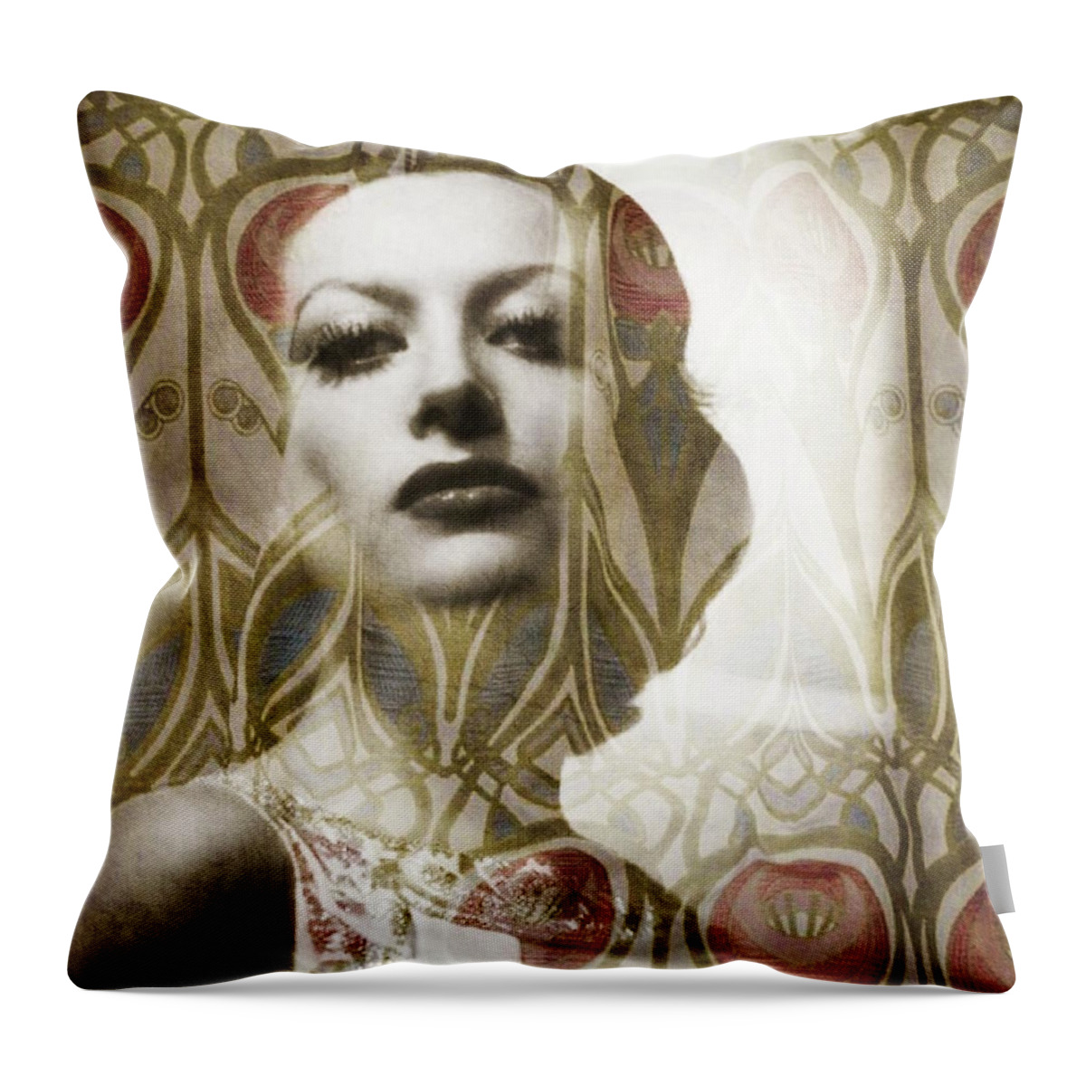 Joan Crawford Throw Pillow featuring the digital art Joan Crawford - Arts and Crafts by Paul Lovering