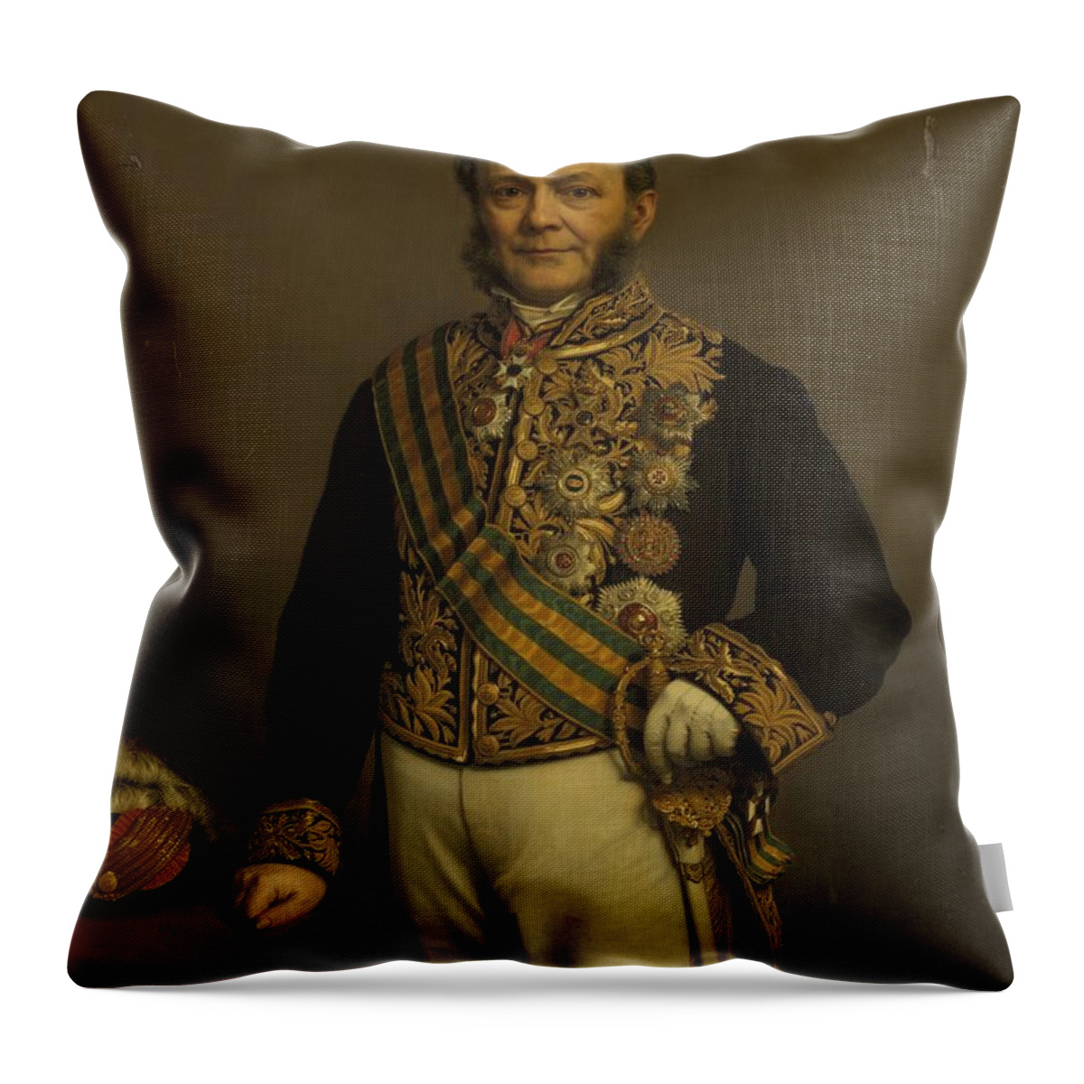 Pieter Mijer (1812-81). Gouverneur-generaal (1866-71) Throw Pillow featuring the painting Johan Heinrich Neuman, 1874 by MotionAge Designs