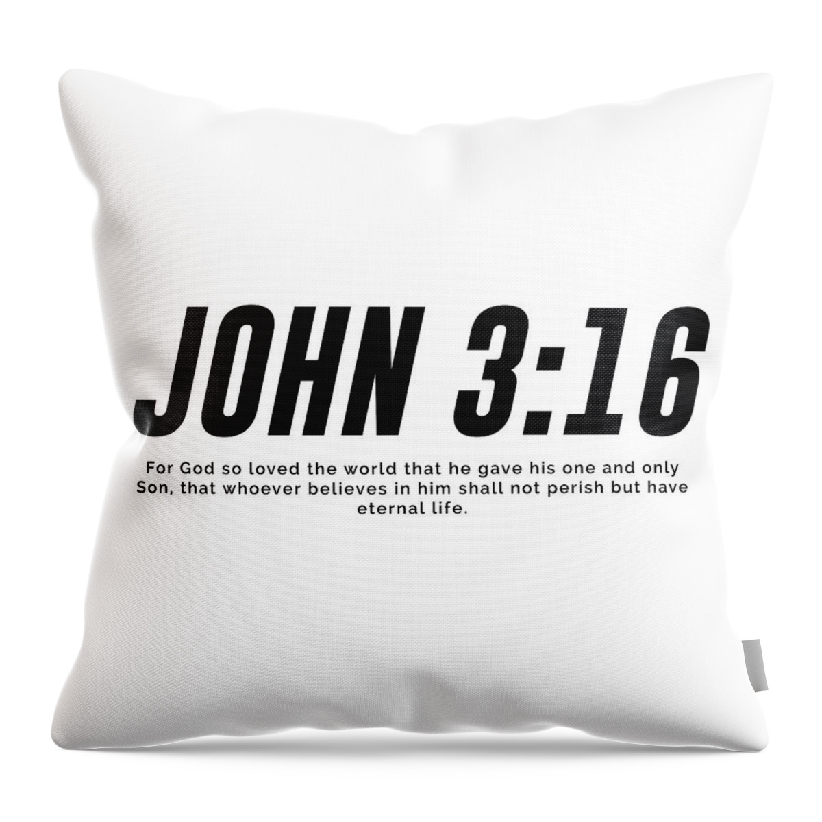 John 3 16 Throw Pillow featuring the mixed media John 3 16 - Minimal Bible Verses 1 - Christian - Bible Quote Poster - Scripture, Spiritual, Faith by Studio Grafiikka