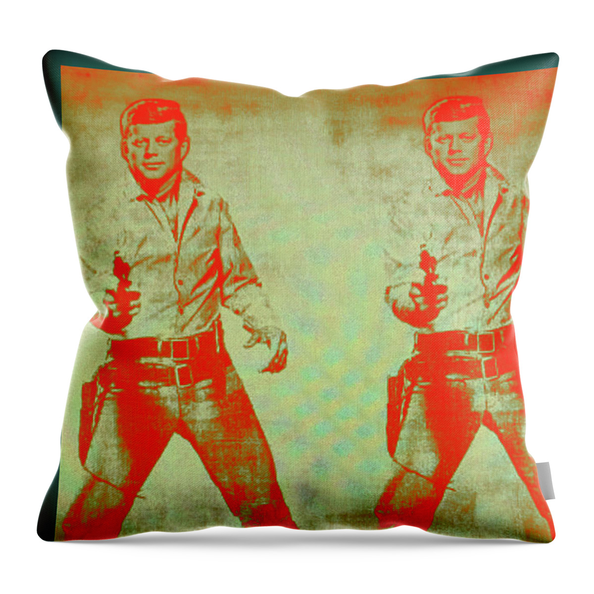 Wunderle Throw Pillow featuring the digital art John F. Kennedy Simulation by Wunderle
