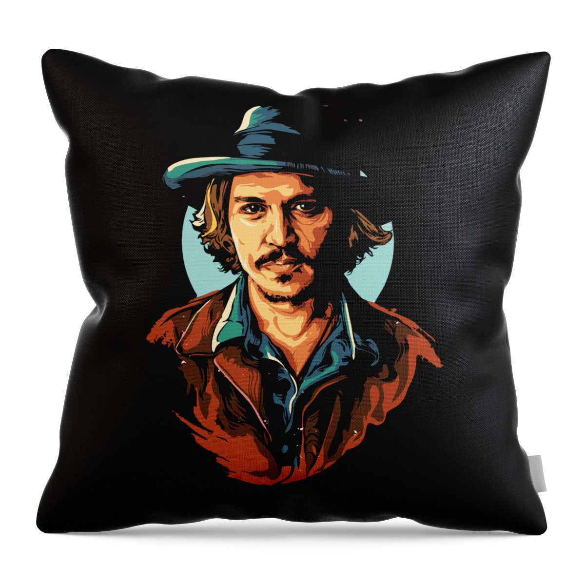  Johnny Depp Throw Pillow featuring the digital art Johnny Depp 1 by Adrian Purdy