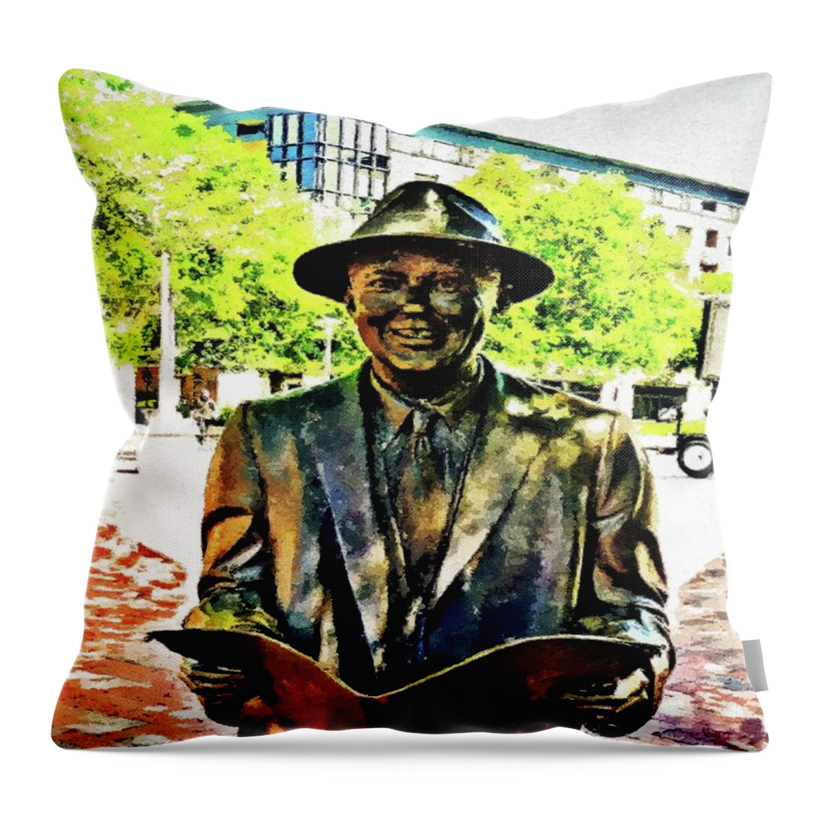 American Music Throw Pillow featuring the photograph Johnny Mercer in Savannah Sunlight by Aberjhani