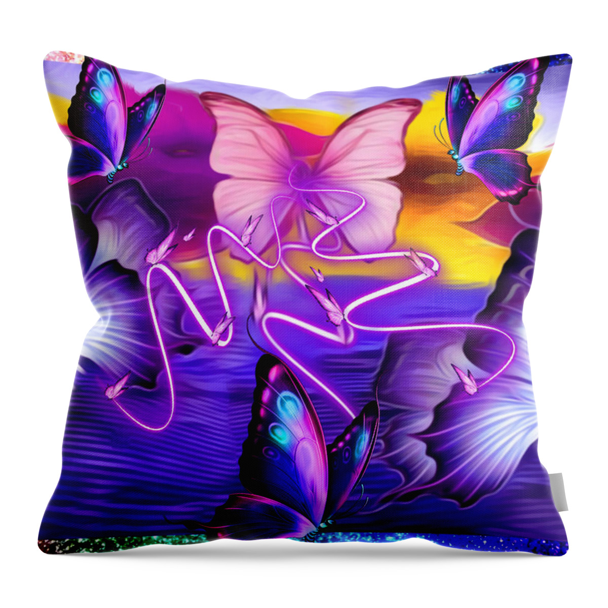 Digital Art Graphic Butterflies Throw Pillow featuring the digital art Join The Party by Gayle Price Thomas