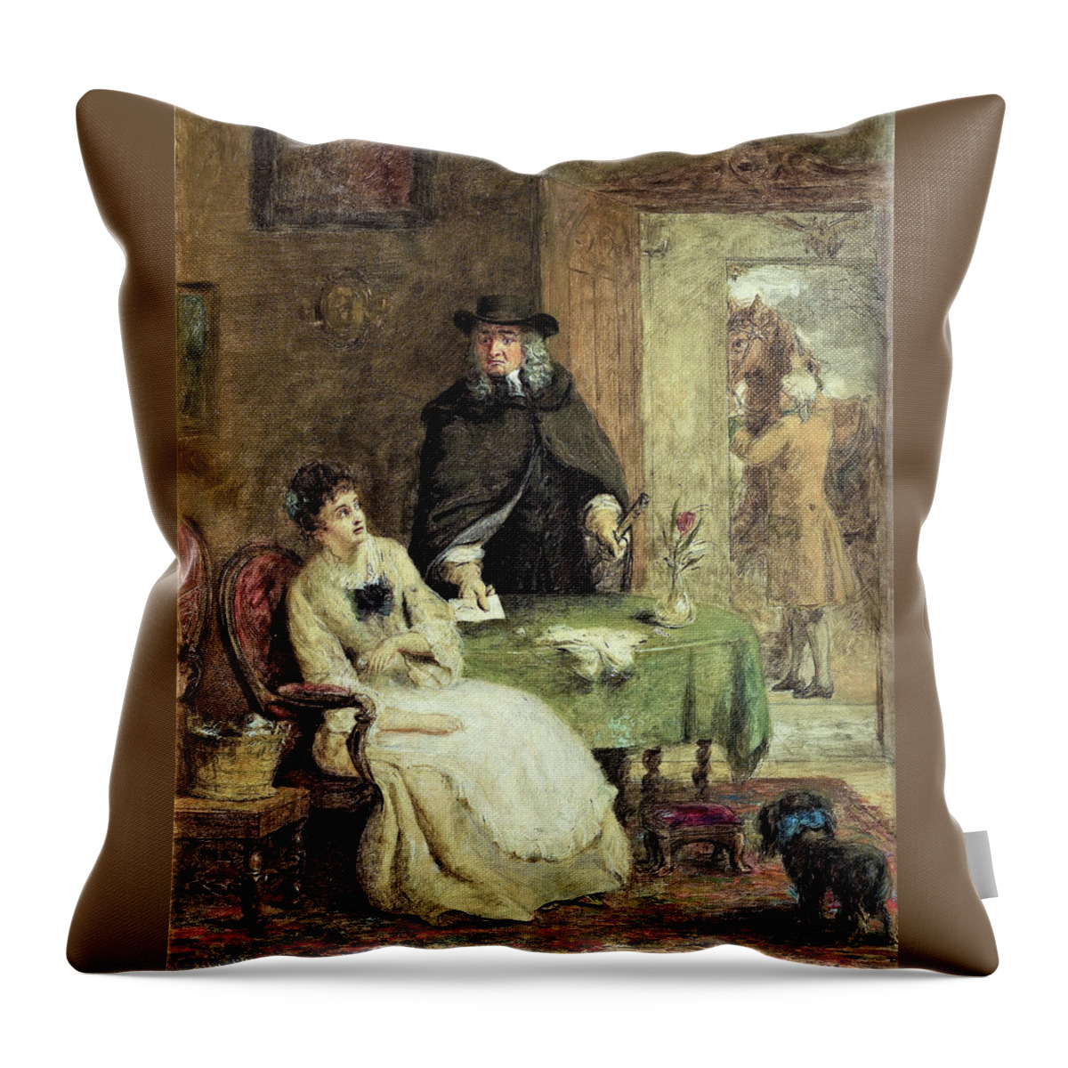 William Powell Frith Throw Pillow featuring the painting Jonathan Swift and Vanessa - Digital Remastered Edition by William Powell Frith