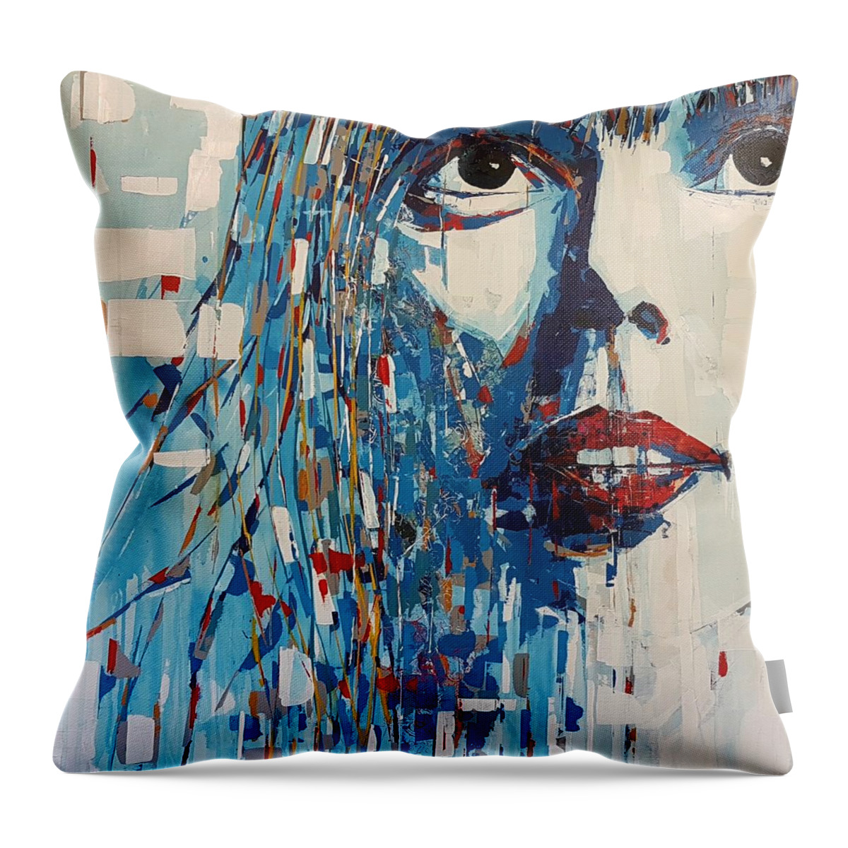 Joni Mitchell Art Throw Pillow featuring the painting Joni Mitchell All I Want by Paul Lovering
