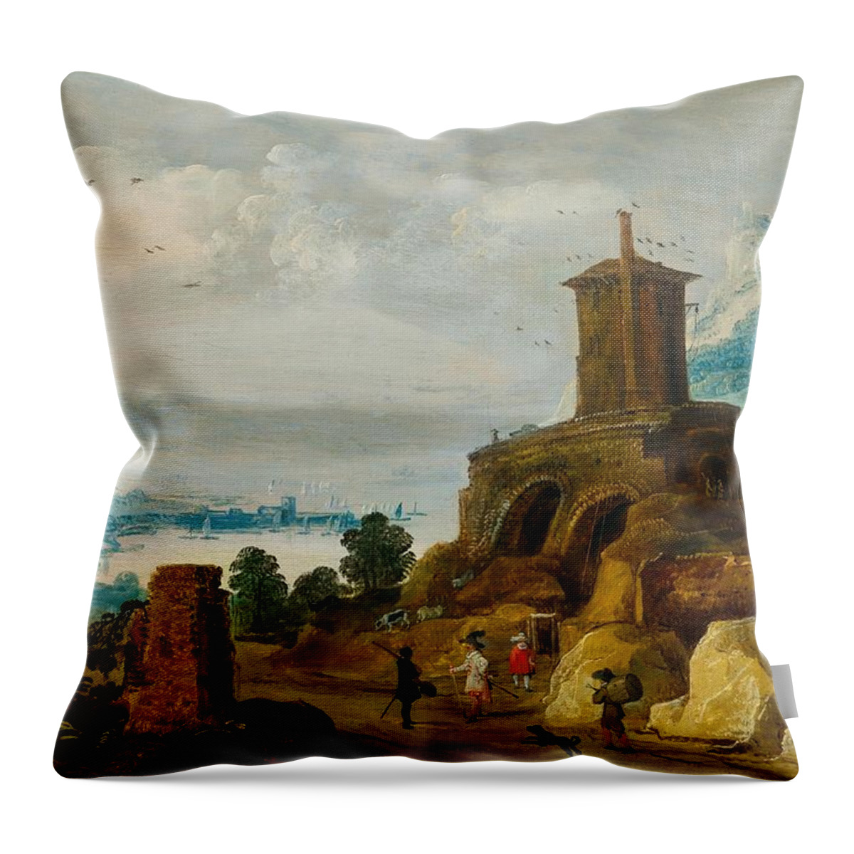 Early Throw Pillow featuring the painting Joos de Mompe Antwerp by MotionAge Designs