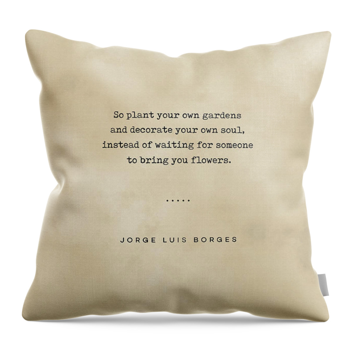 Jorge Luis Borges Throw Pillow featuring the mixed media Jorge Luis Borges Quote 03 - Typewriter quote on Old Paper - Literary Poster - Book Lover Gifts by Studio Grafiikka