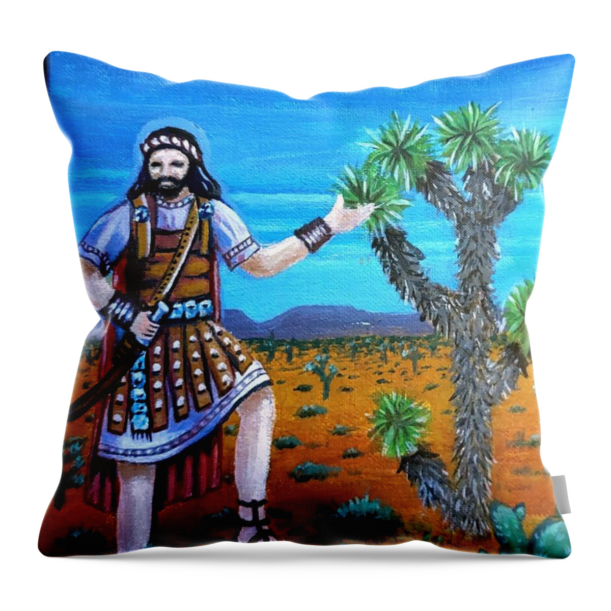  Throw Pillow featuring the painting Joshua, and the Joshua Tree by James RODERICK