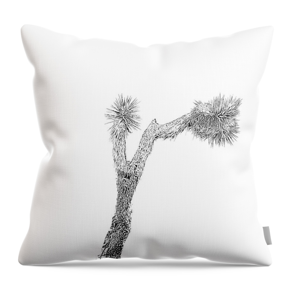 Joshua Tree Throw Pillow featuring the digital art Joshua Tree Black and White by Alison Frank