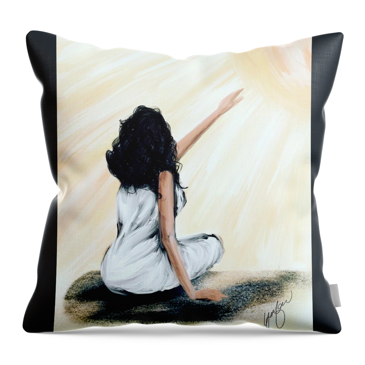 Inspirational Throw Pillow featuring the mixed media JOY comes in the morning by Yolanda Holmon
