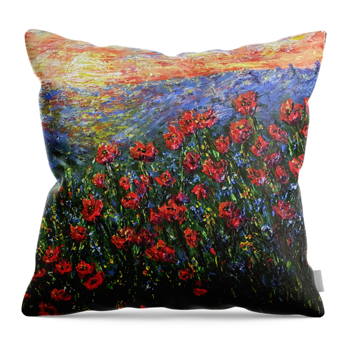 Landscape Throw Pillow featuring the painting Joy in the Morning by Linda Donlin