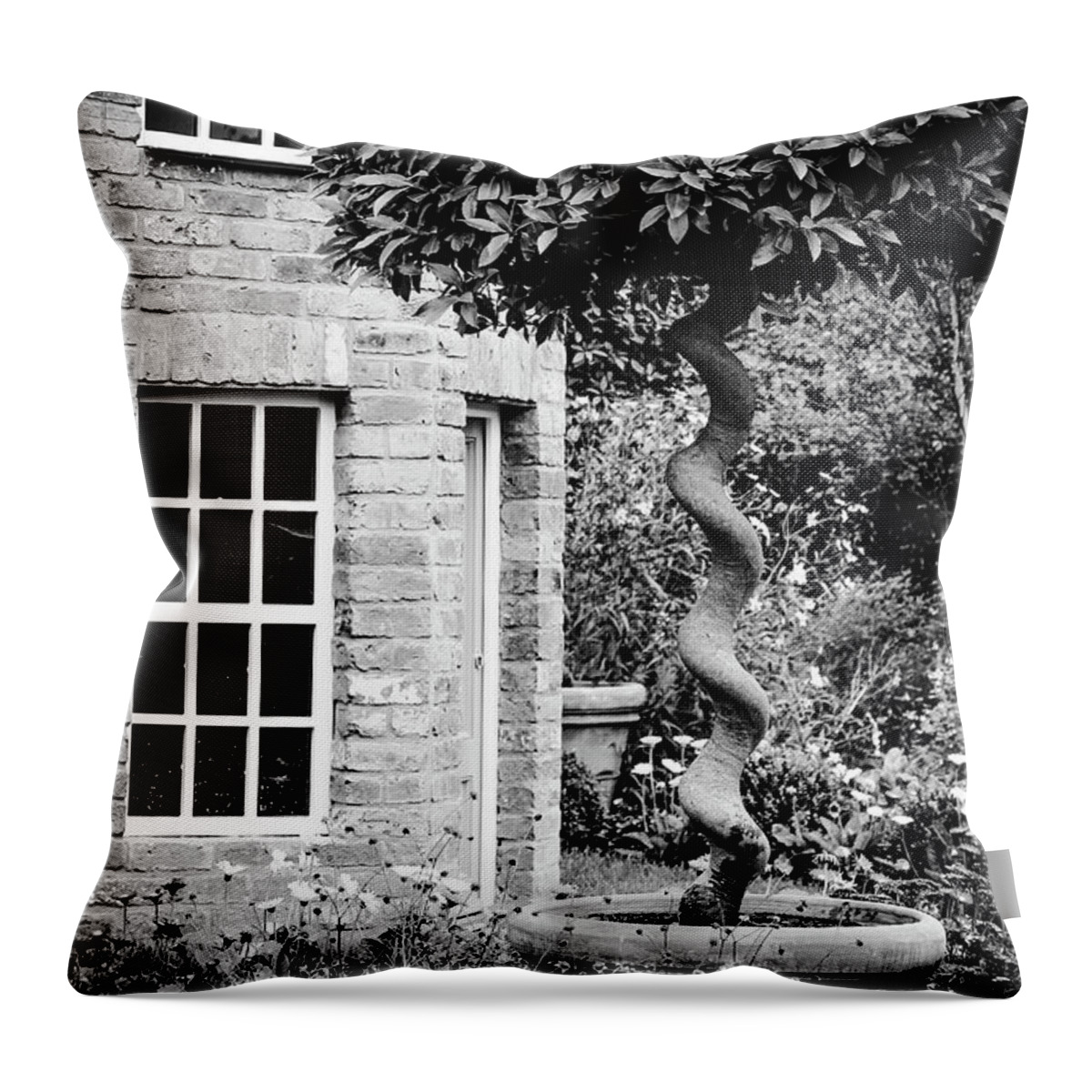 Tree Throw Pillow featuring the photograph Jubilee Garden bw Vertical Antrim by Eddie Barron