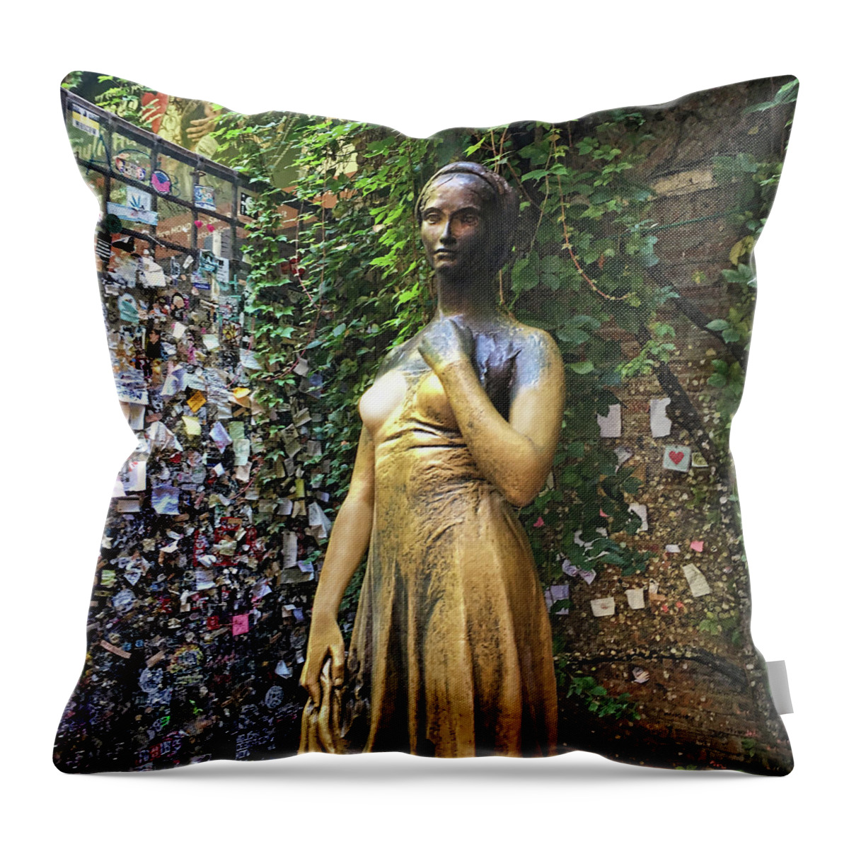 Romeo And Juliet Throw Pillow featuring the photograph Juliet Statue Verona, Italy by Deborah League