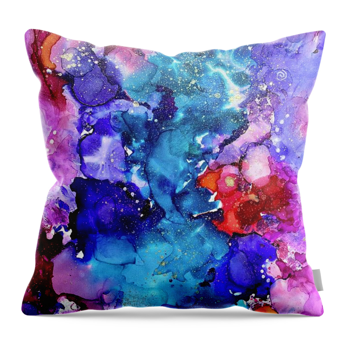 Blue Throw Pillow featuring the painting Jump in the River by Deb Brown Maher