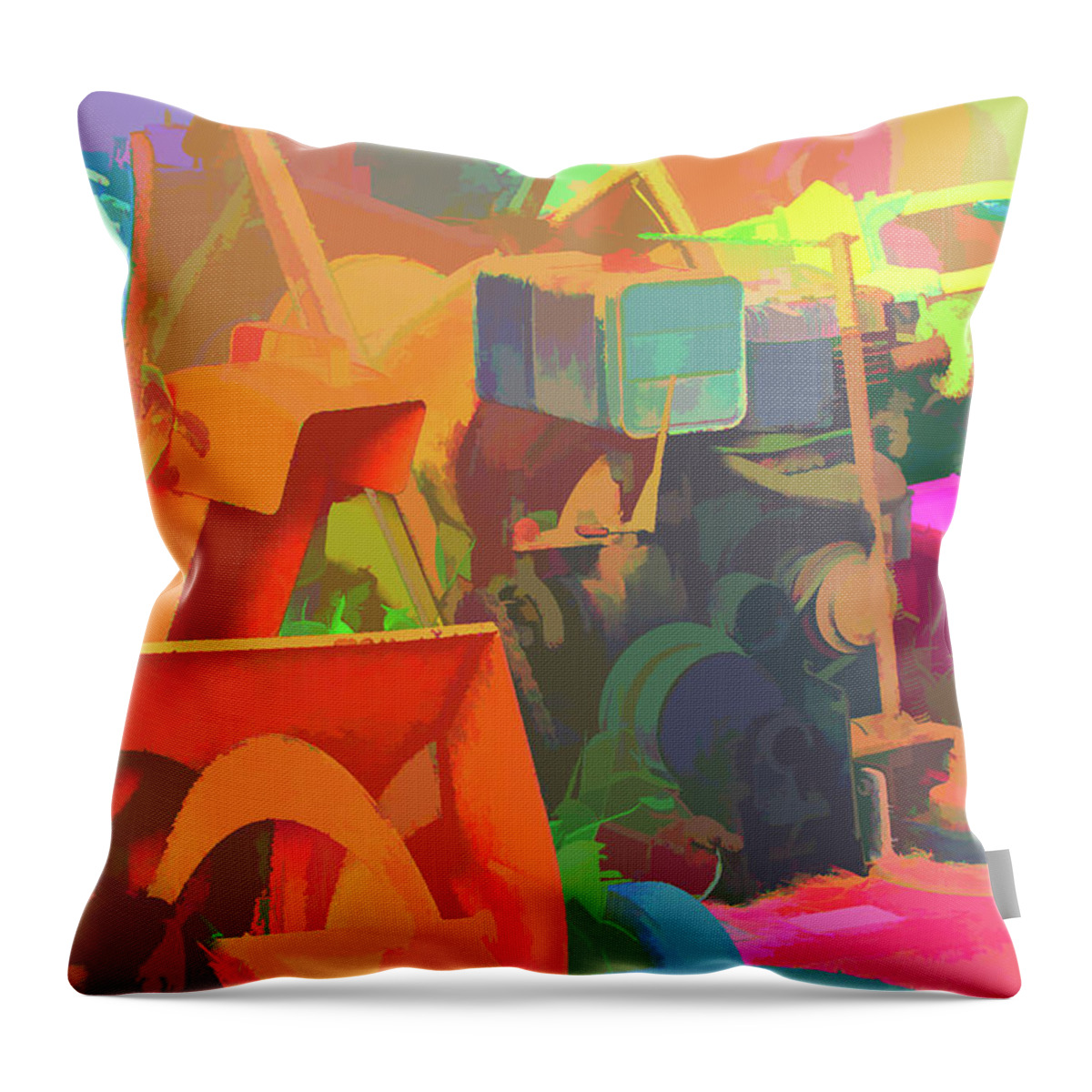 Old Machinery Throw Pillow featuring the digital art Junk Jumble by Steve Ladner