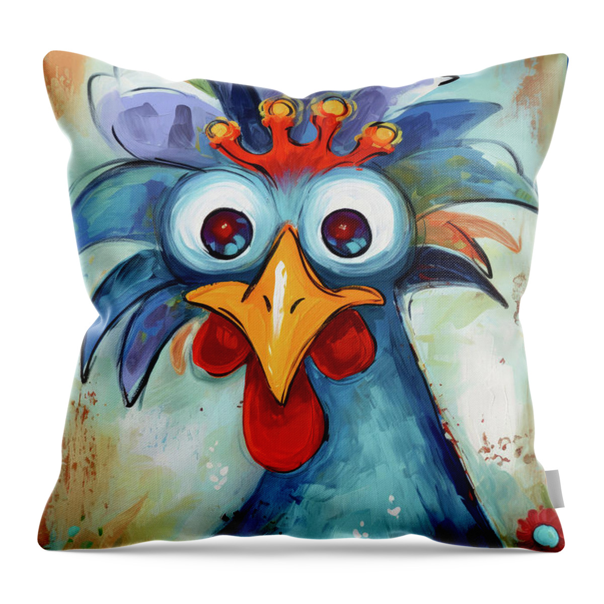 Funny Chickens Throw Pillow featuring the painting Just A Little Wacky by Tina LeCour