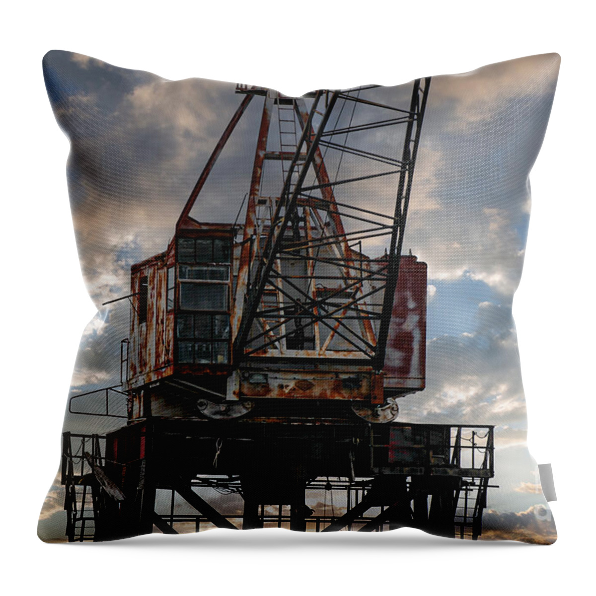 Crane Throw Pillow featuring the photograph Just Needs Some WD40 by Dale Powell