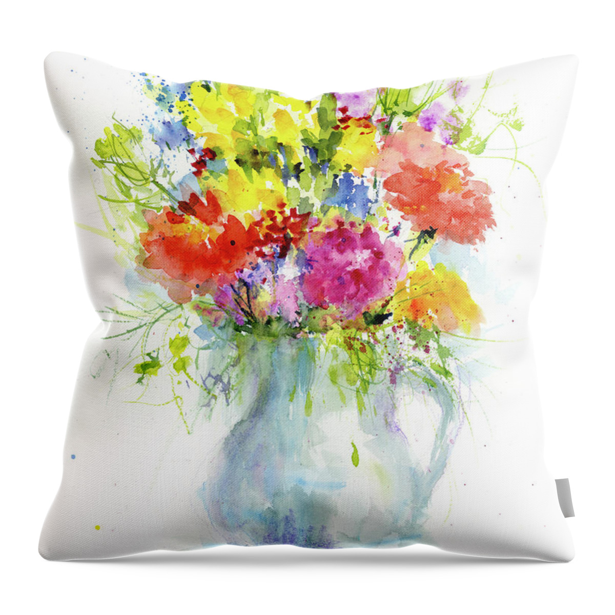 Flowers Throw Pillow featuring the painting Just Picked by Christy Lemp