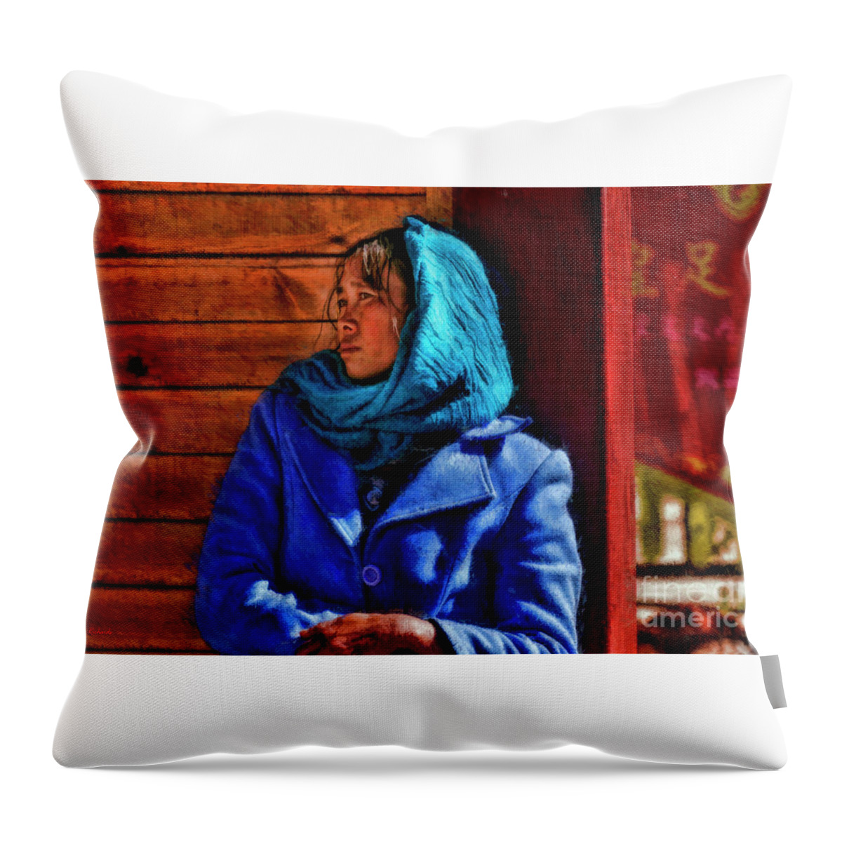 Street Photography Throw Pillow featuring the photograph Just Waiting by Blake Richards
