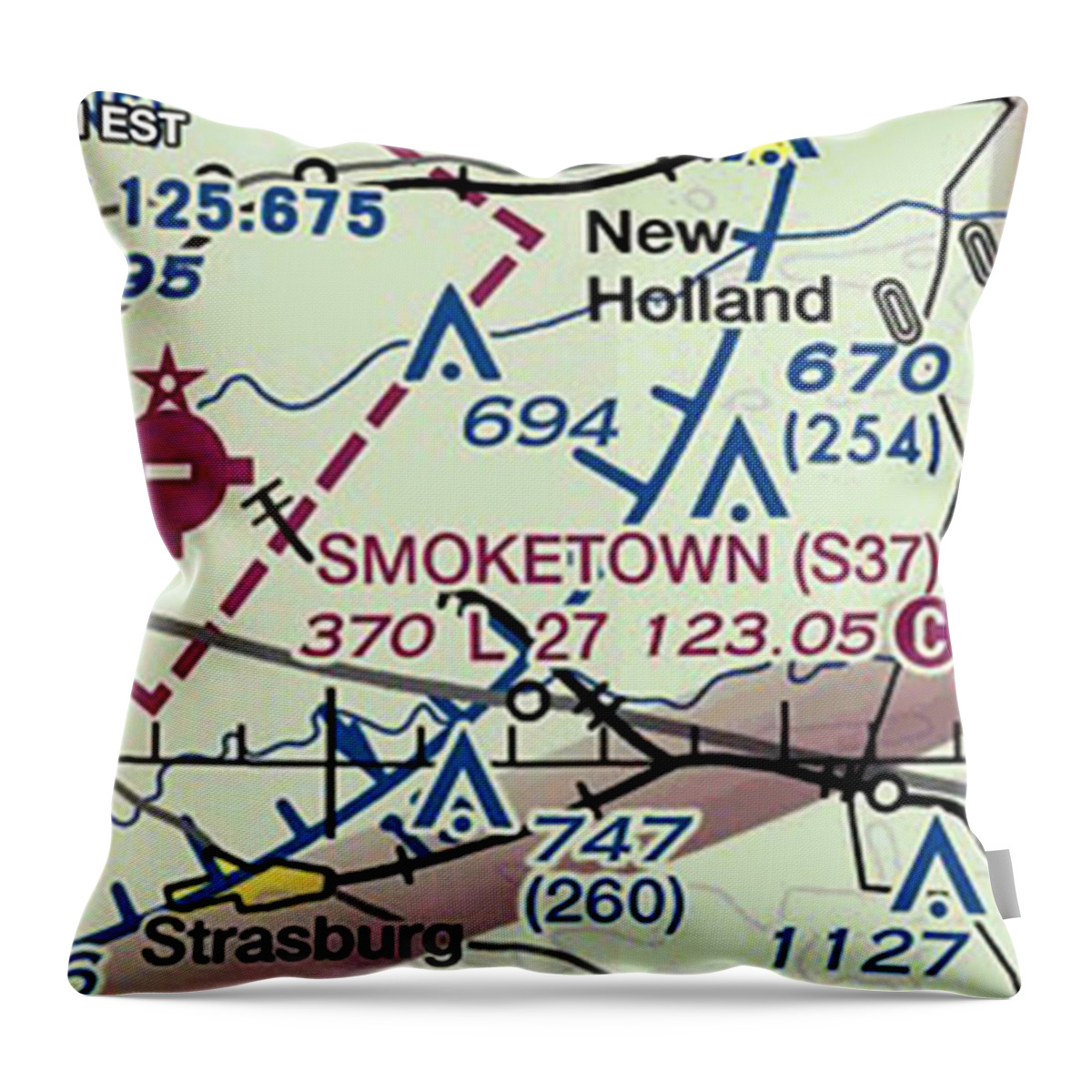 Mighty Sight Studio Throw Pillow featuring the digital art JW Chart Smoketown by Steve Sperry