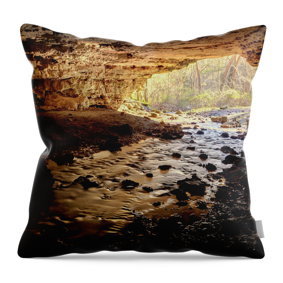 Natural Tunnel Throw Pillow featuring the photograph Kaintain Hollow Natural Tunnel by Robert Charity