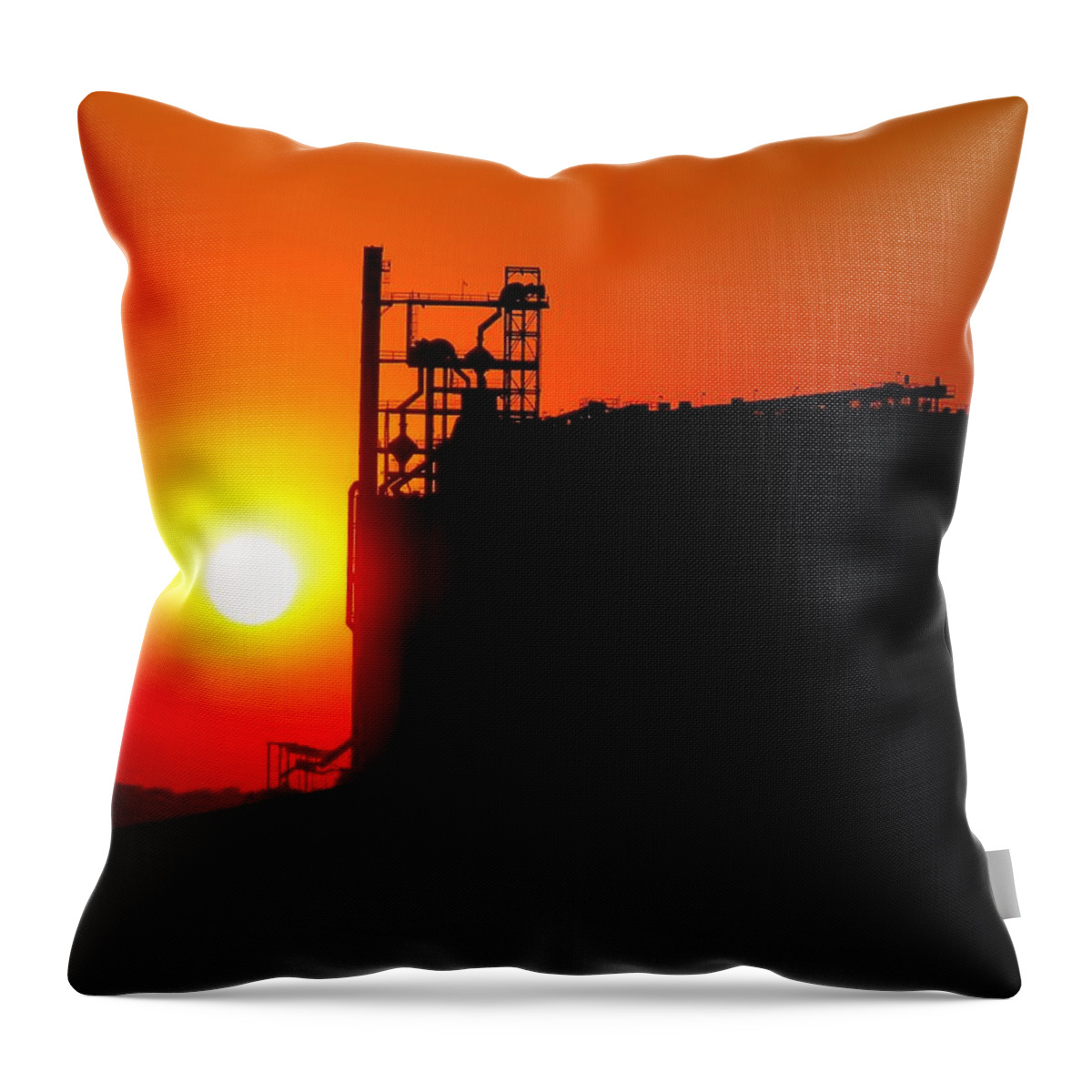 Kansas Throw Pillow featuring the photograph Kansas Grain Elevator Sunset by Keith Stokes