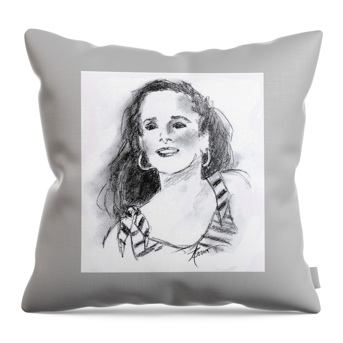 Skektching Throw Pillow featuring the painting Karen by Adele Bower