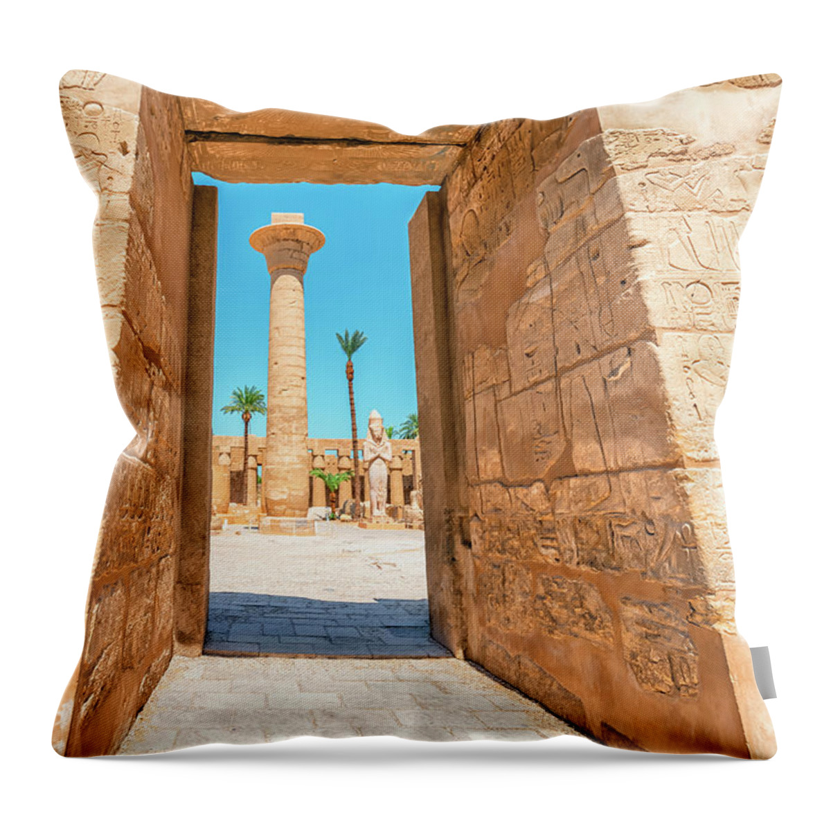 Africa Throw Pillow featuring the photograph Karnak Temple Complex by Manjik Pictures