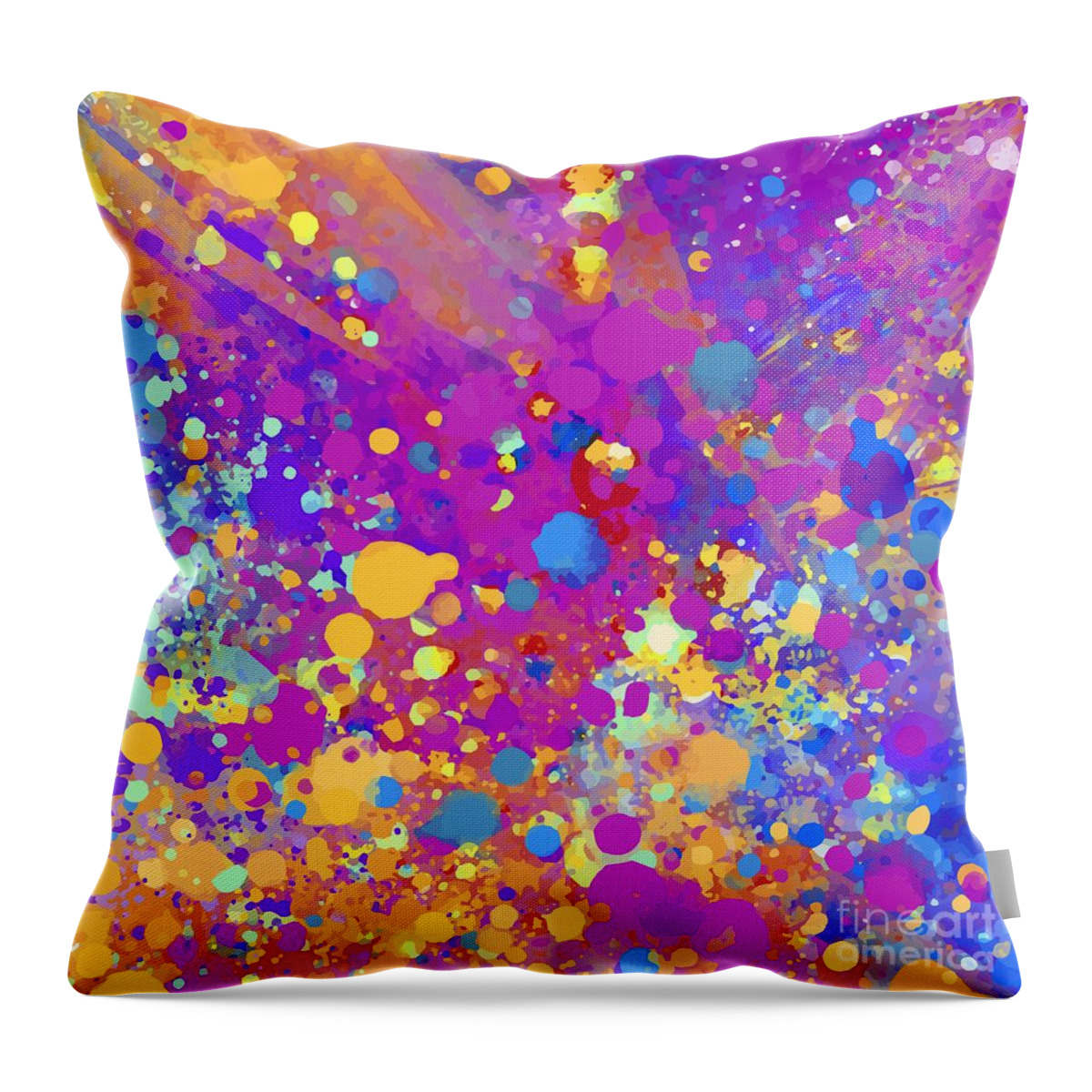 Colorful Throw Pillow featuring the digital art Kartika - Artistic Colorful Abstract Carnival Splatter Watercolor Digital Art by Sambel Pedes