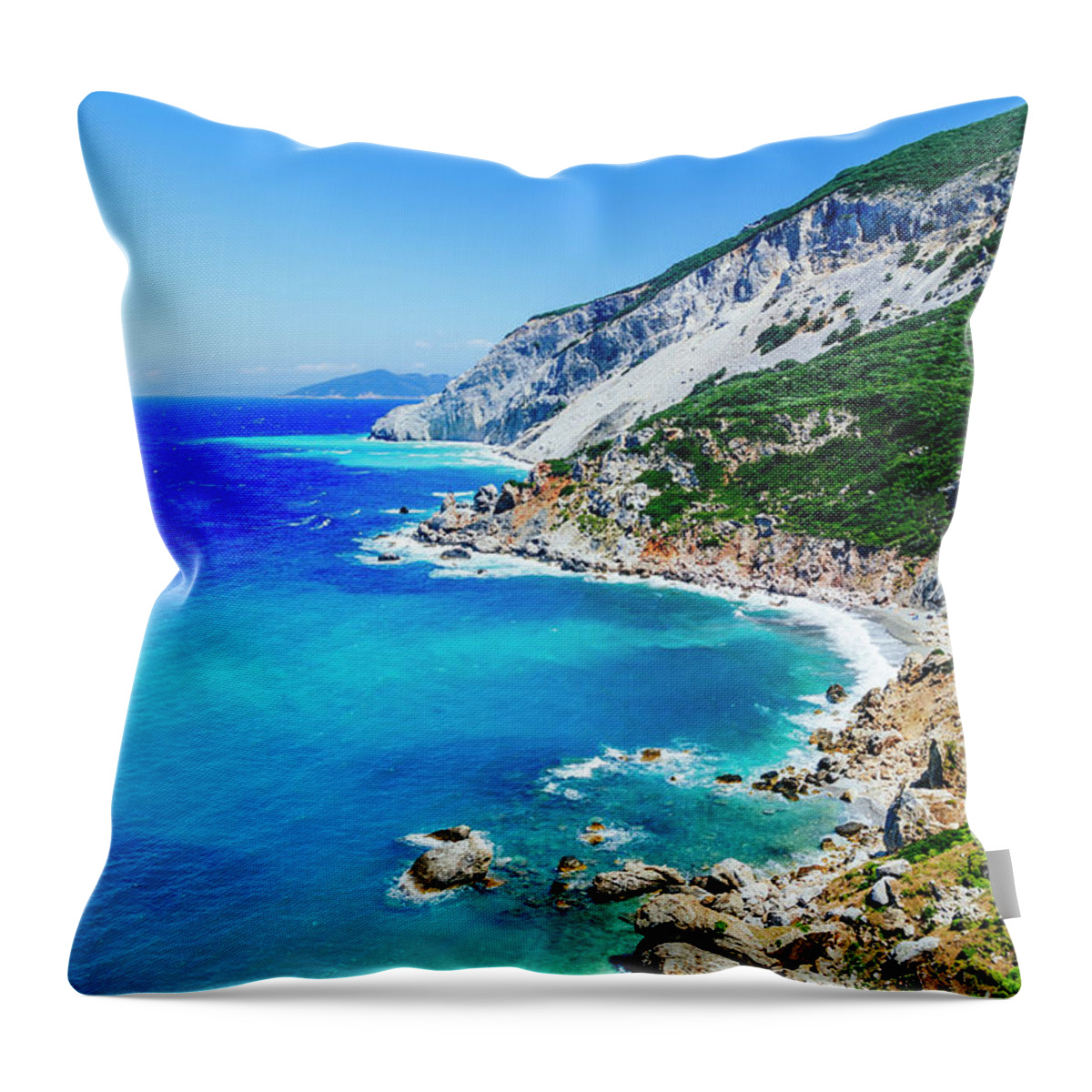Skiathos Throw Pillow featuring the photograph Kastro, Skiathos island, Greece. by Jelena Jovanovic