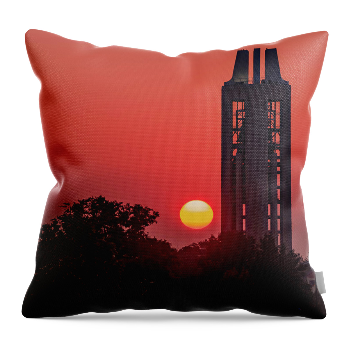 Lawrence Kansas Throw Pillow featuring the photograph Kaw Valley Sunrise At The Campanile Tower - Lawrence Kansas by Gregory Ballos