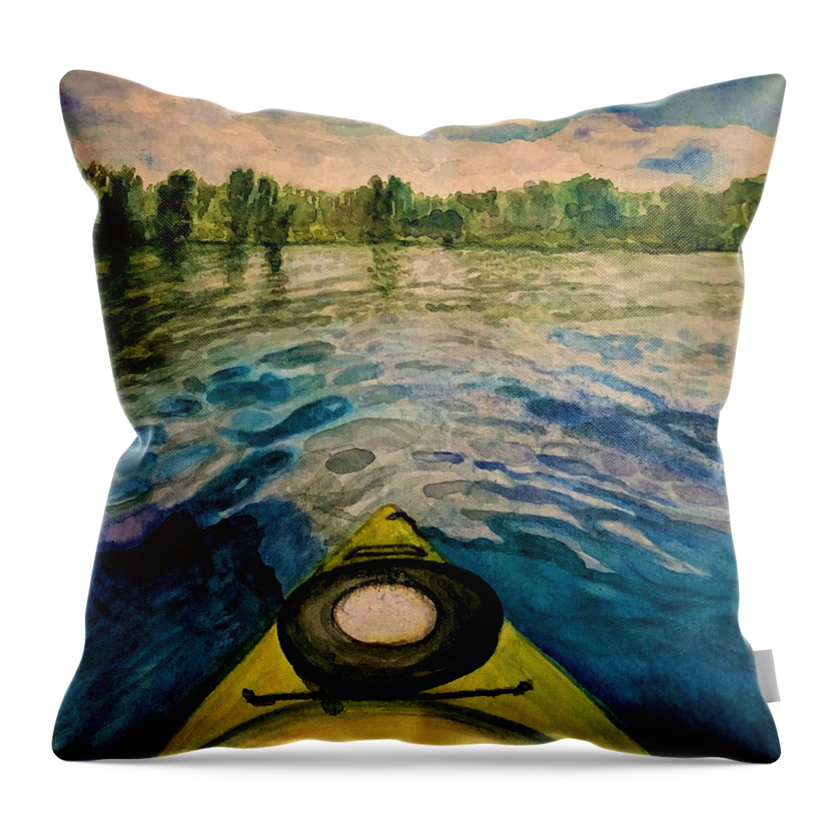 Kayaking Throw Pillow featuring the painting Kayak Dreams by Deb Stroh-Larson