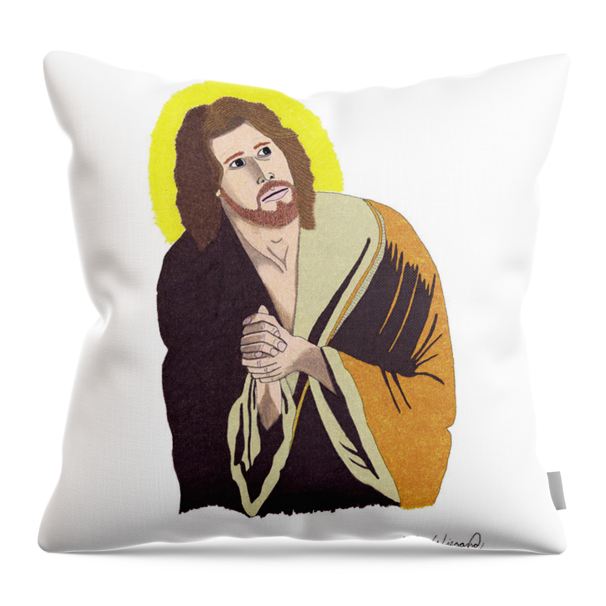 Prayer Throw Pillow featuring the drawing Keeping Our Eyes On Him by John Wiegand