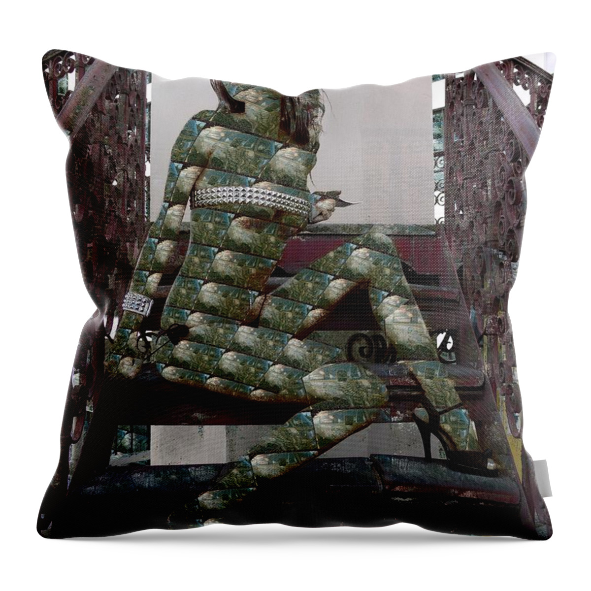 Oifii Throw Pillow featuring the mixed media Keepon Dreaming Army Of One by Stephane Poirier