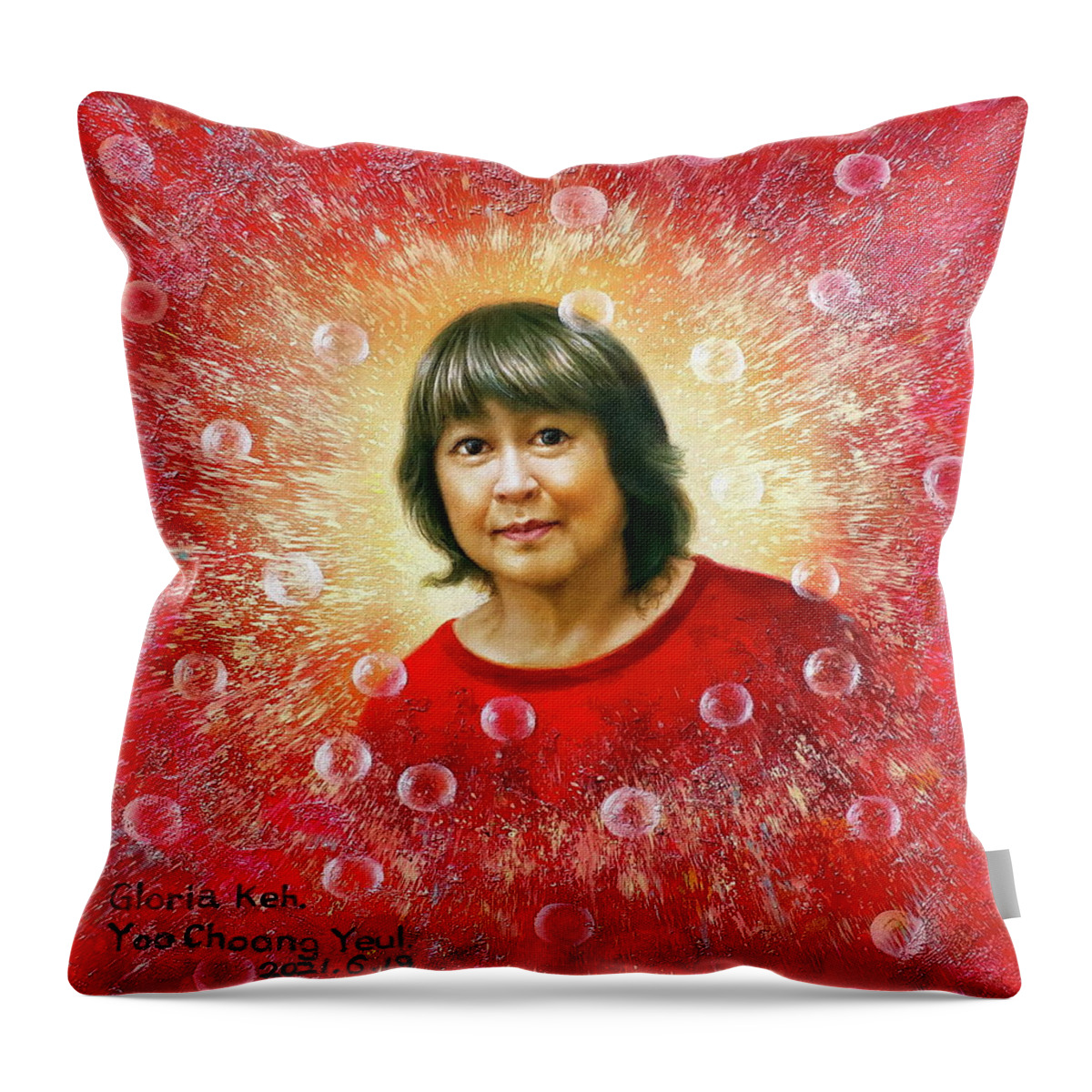 Collaboration Throw Pillow featuring the painting Keh, Yoo by Yoo Choong Yeul