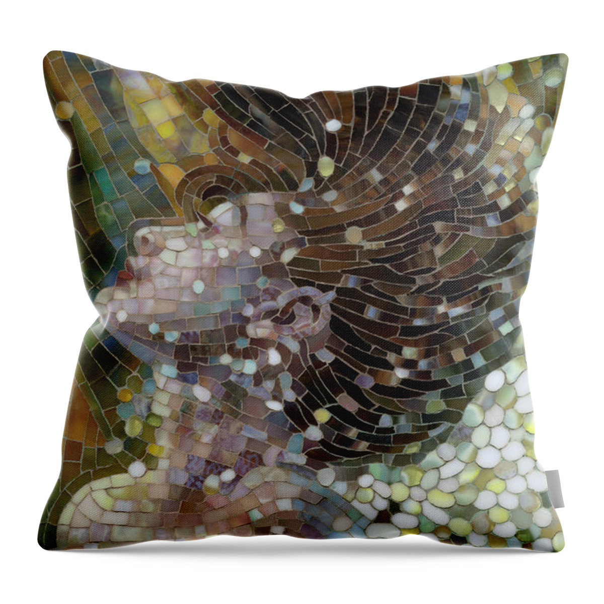 Glass Throw Pillow featuring the glass art Kelp Mermaid Face by Mia Tavonatti