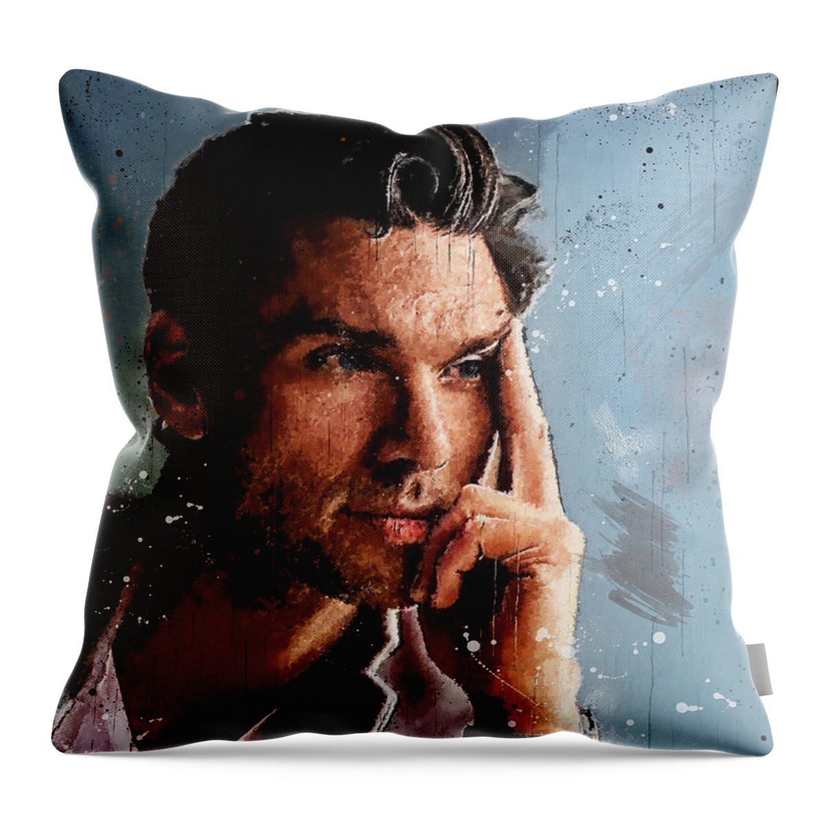 Kevin Mcgarry Throw Pillow featuring the painting Kevin McGarry - Portrait II by Jordan Blackstone