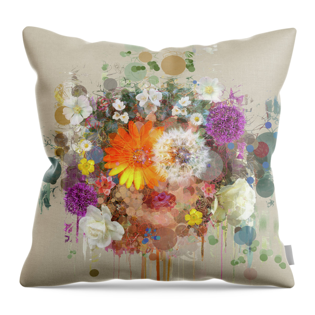 Rose Throw Pillow featuring the mixed media Khloris - Spring Goddess by BFA Prints
