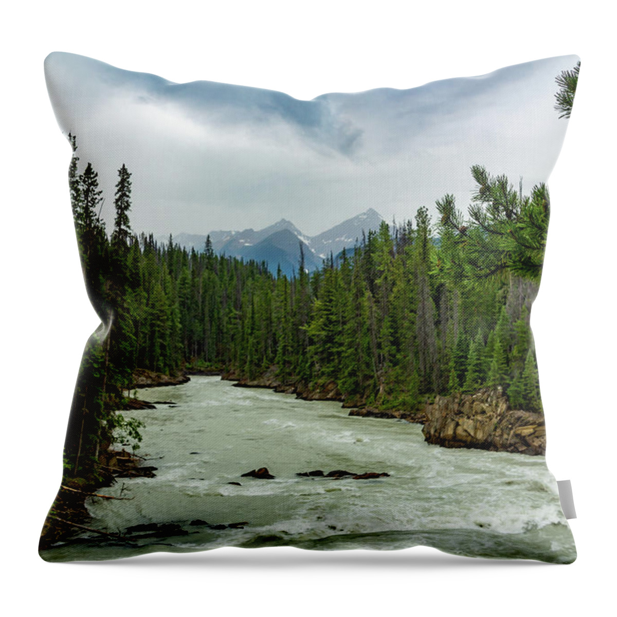 Canadian Rocky Mountains Throw Pillow featuring the photograph Kicking Horse River 2 by Cindy Robinson